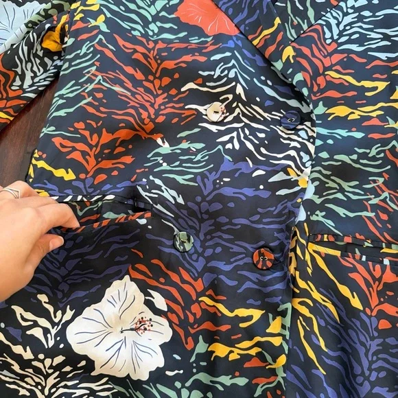 Carolina K NWT Terra Blazer Size M Animal Print Lightweight Floral Colorful - Picture 3 of 7